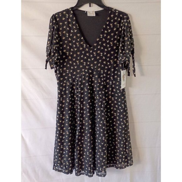 Sirenlily Women's Floral Print Dress Size M V-Neck Tie Sleeve NWT - Picture 1 of 7